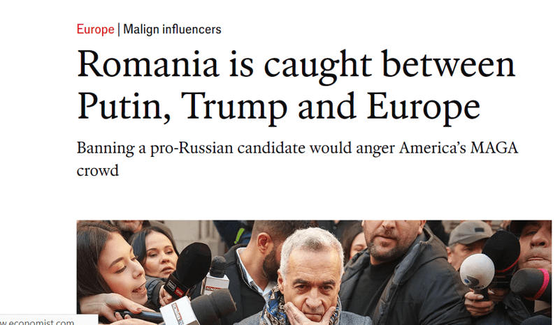 The Economist: Călin Georgescu are prieteni în locuri înalte: SUA și Rusia