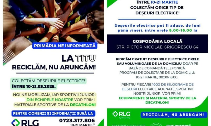 Titu, 10 – 21 martie 2025: Campanie de reciclare deșeuri electrice