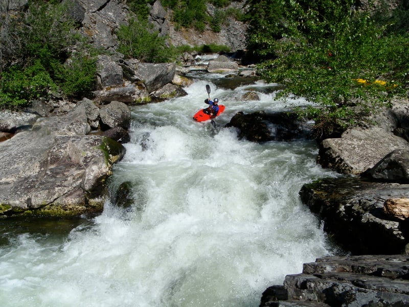 Frank on a typical challenging section of Meadow Creek