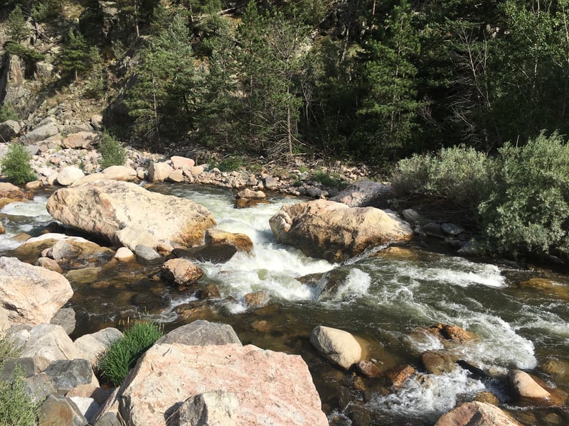 The top, usually portaged, part of the Drake Rapid at 210 cfs