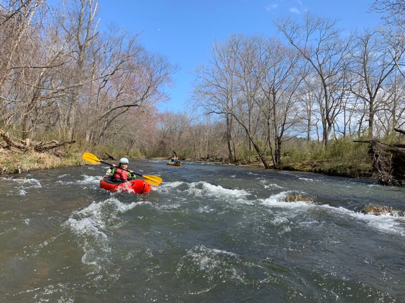 Paddling through Warren Wilson College. 