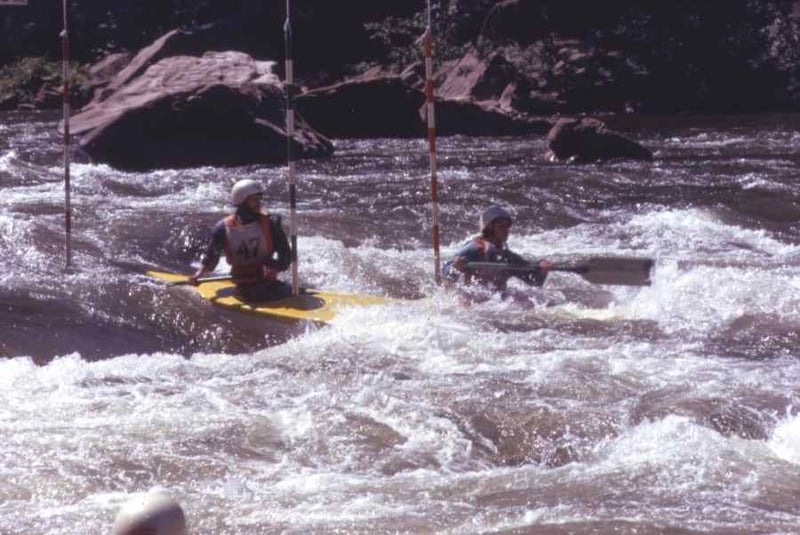 Ed Gertler and Louise Holcombe, C2M, Yough Slalom 1974