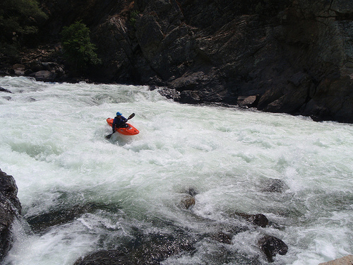 Clavey right line mini boof middle of rapid