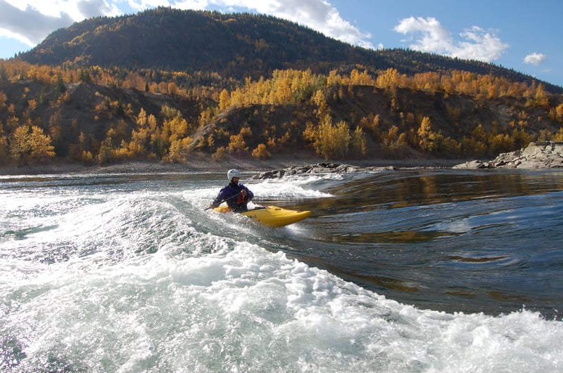 Surfing downstream of Trail, BC