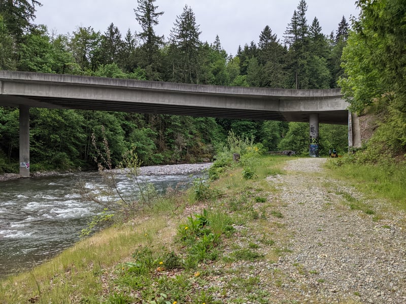 Old gravel path below the bridge near the put-in.