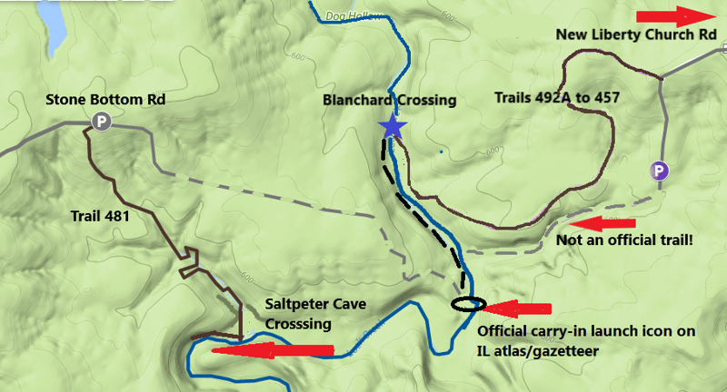 Detailed overview map of put-in options