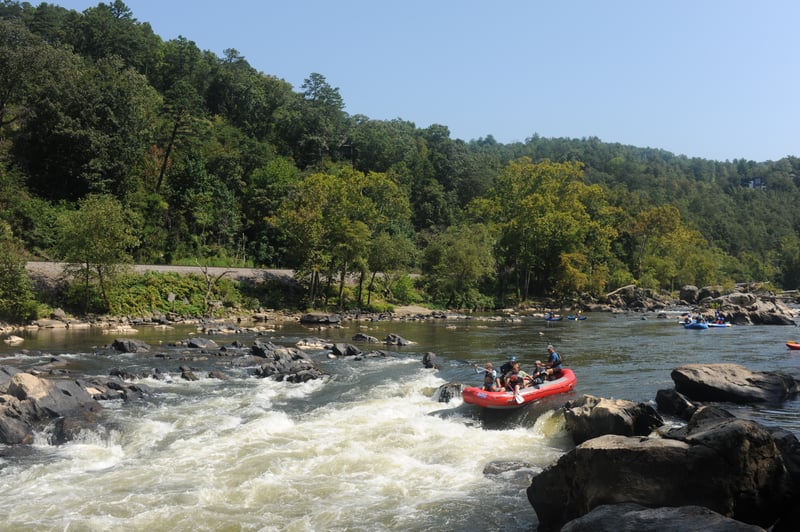 Dave Guides the Raft Through Big Pillow