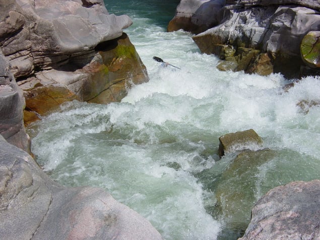 Nate exiting chute, Crandall Cr.