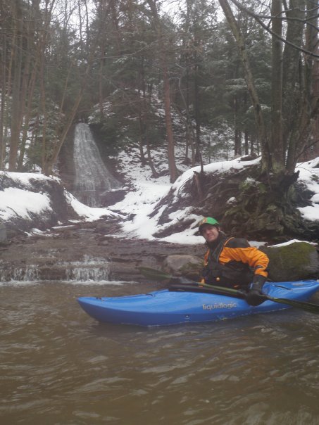 Peter in front of trib waterfall