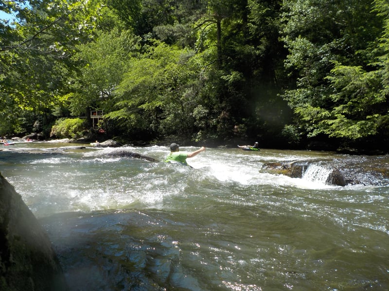 Brett in tube over the falls