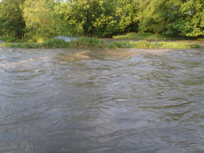 rolling waves on main channel before drop ~1700cfs, 6/24/10