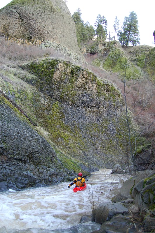Paddling a Basalt Slot Canyon in January on the Little Potlatch