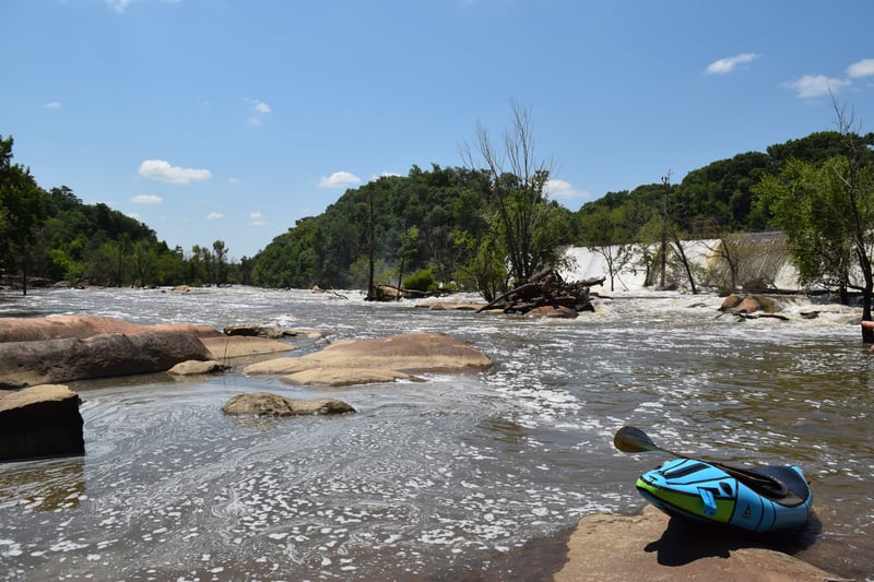 Looking downstream from the launch