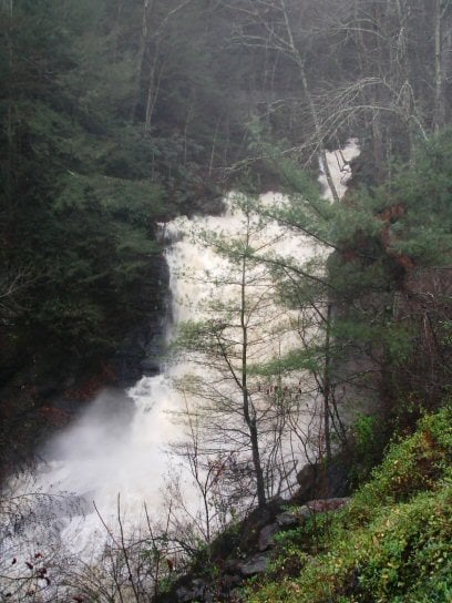 Pipestem falls at Flood stage.