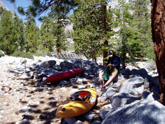 The put-in at the bridge over Piute Creek