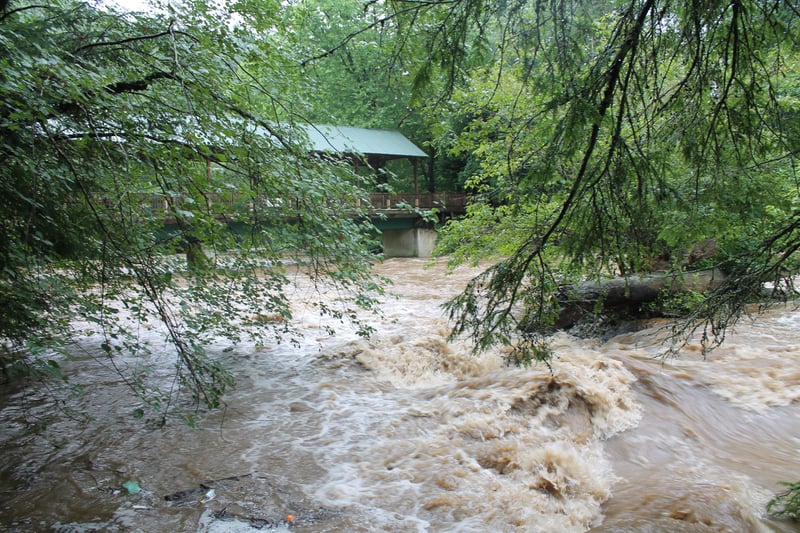 Flood stage Cartecay River at Blackberry Falls
