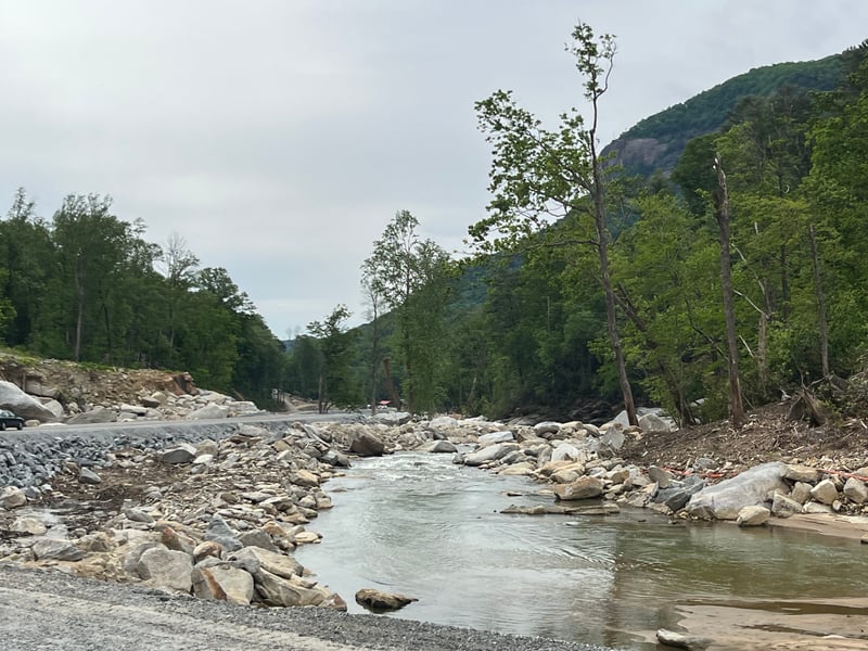 Channelized river and temporary road