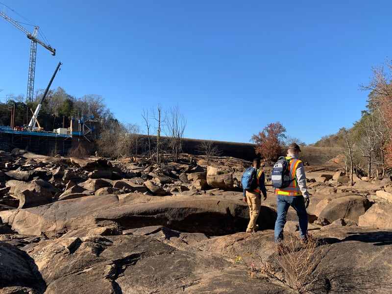 Walking in the dry riverbed 