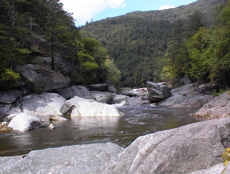 Looking upstream from low water portage rapid