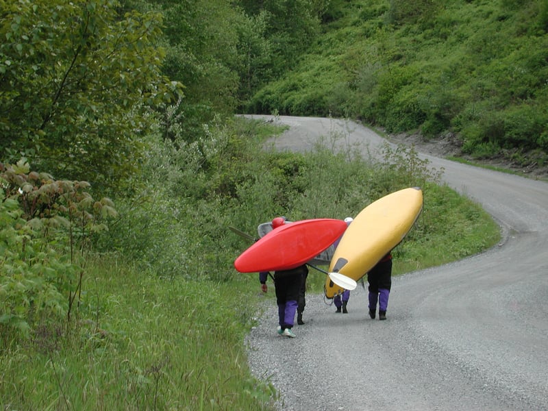 Walking Down the Road to the Put-in