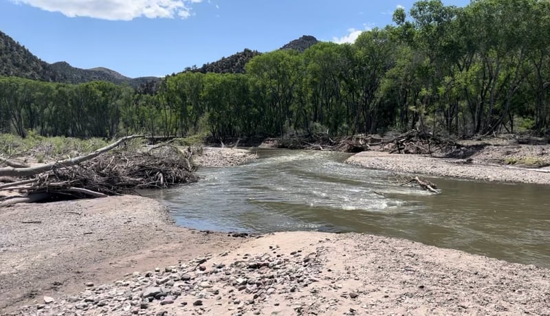 Down river, 370 cfs.