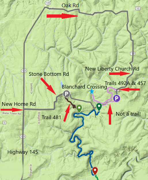 Overview map of put-in options
