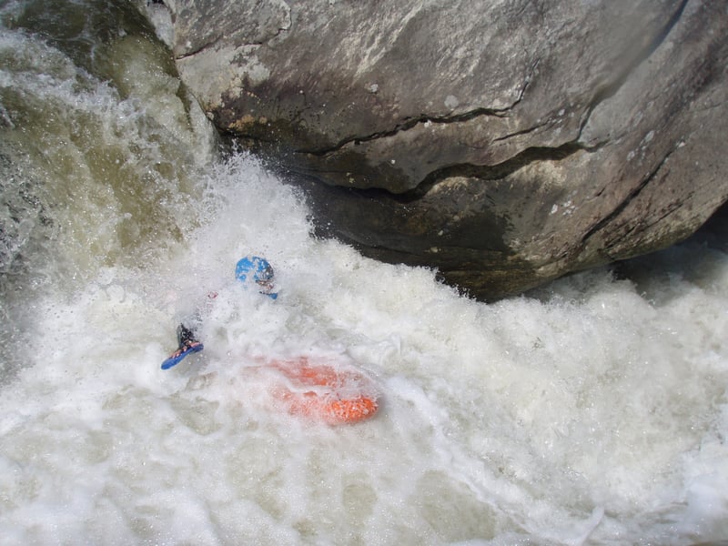 Adam landing the boof at Double Undercut