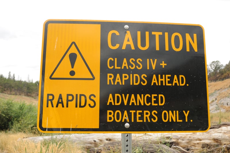 Caution Sign for Whitewater Downstream