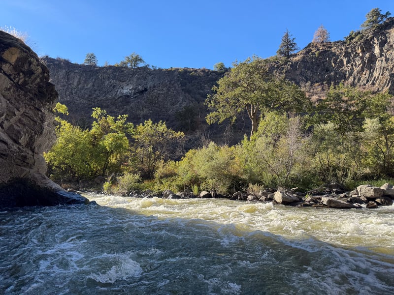 Downstream view from corner pocket along wall
