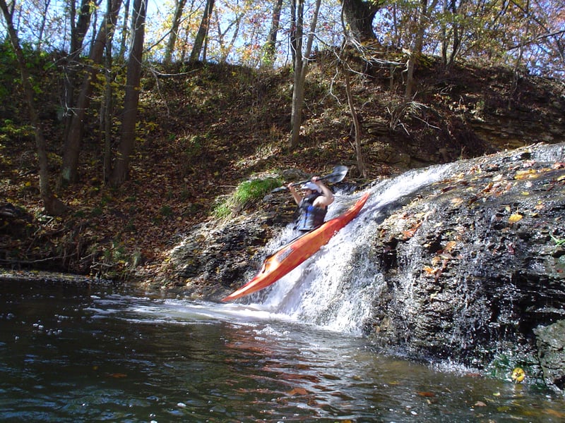 clint over the falls, angle from the water
