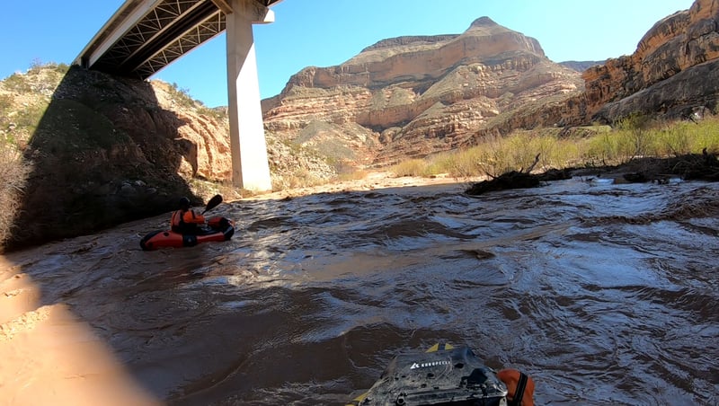 Just down stream of put in, above bridge rapid