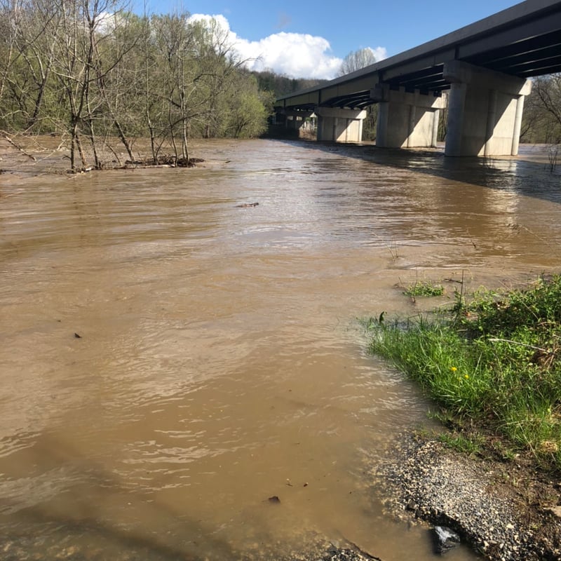 James River way up and Flooding, No fishing today 