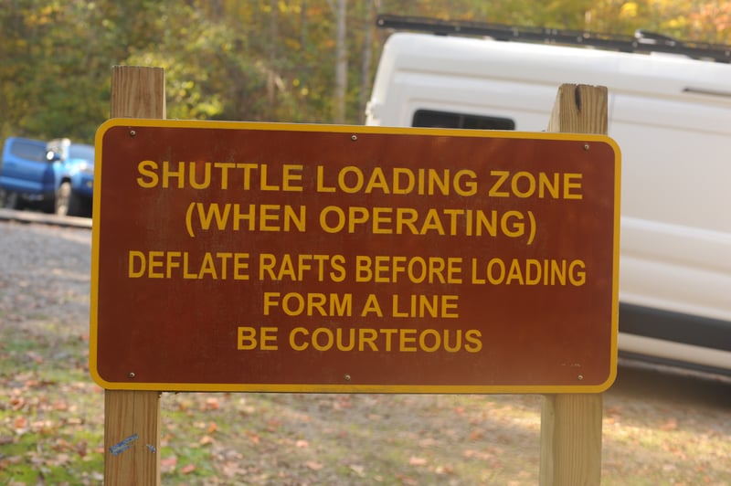 Shuttle Loading Zone Sign at Bruner Run Take-Out