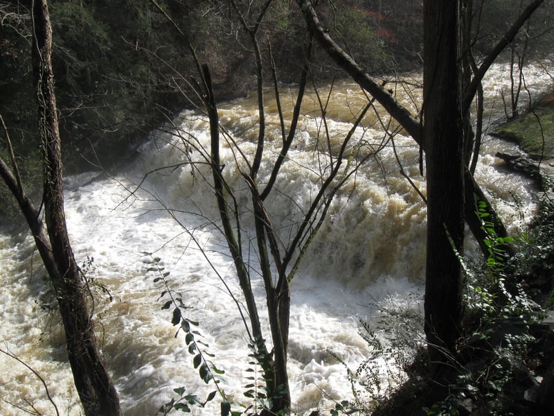 next to tourist "waterfall" sign