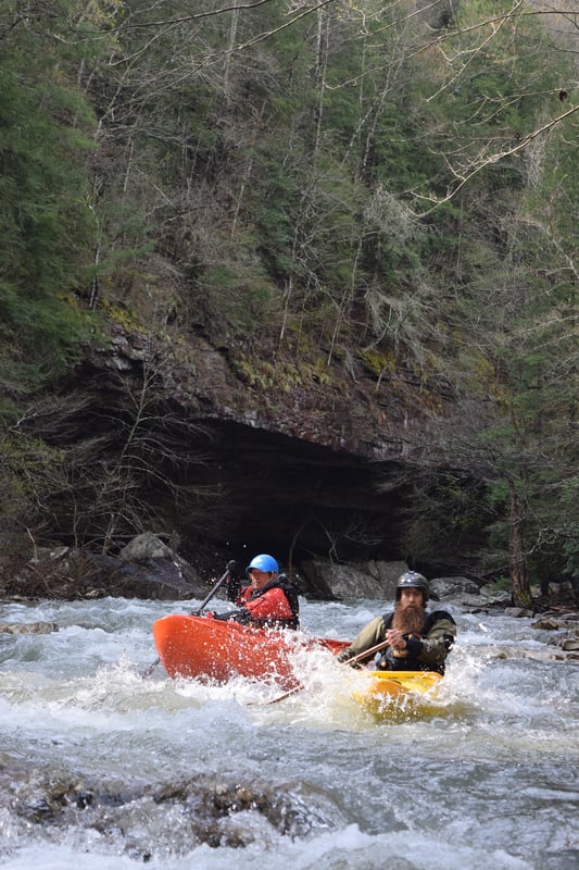 Cool shelter cave along Soak Creek in the background.