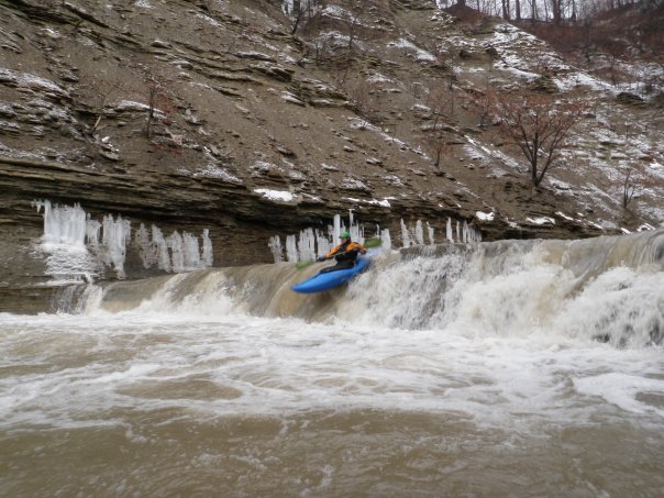 Peter running the final dam drop