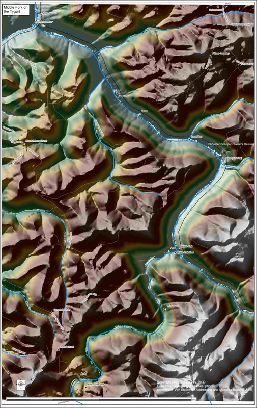 Middle Fork Relief Map