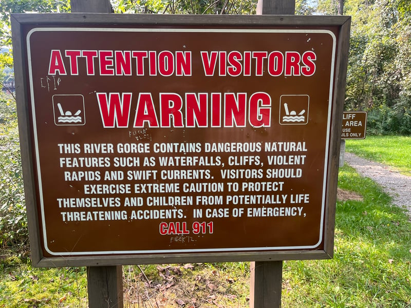 Sign above falls at access