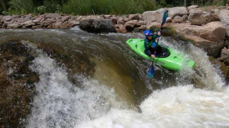 Bryce taking the left line of the second drop