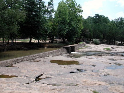 North Oconee Hurricane Shoals dam @ low water