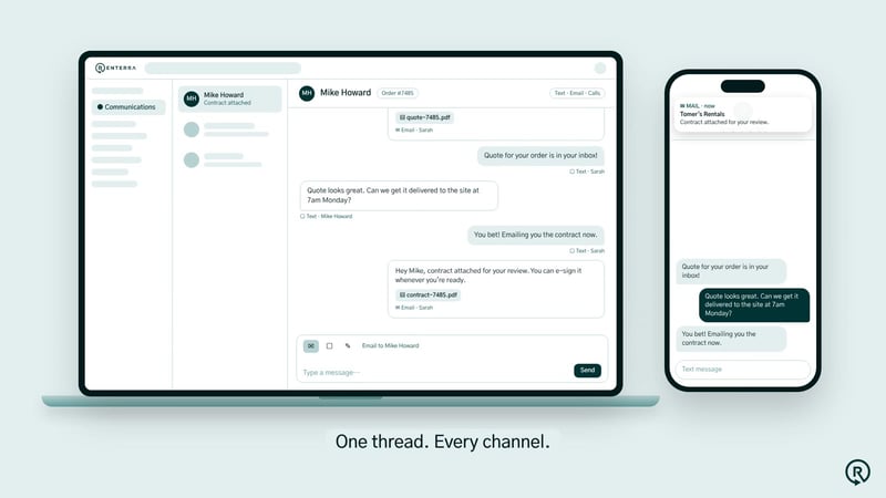 Renterra Communications launch video: one conversation thread across laptop and phone