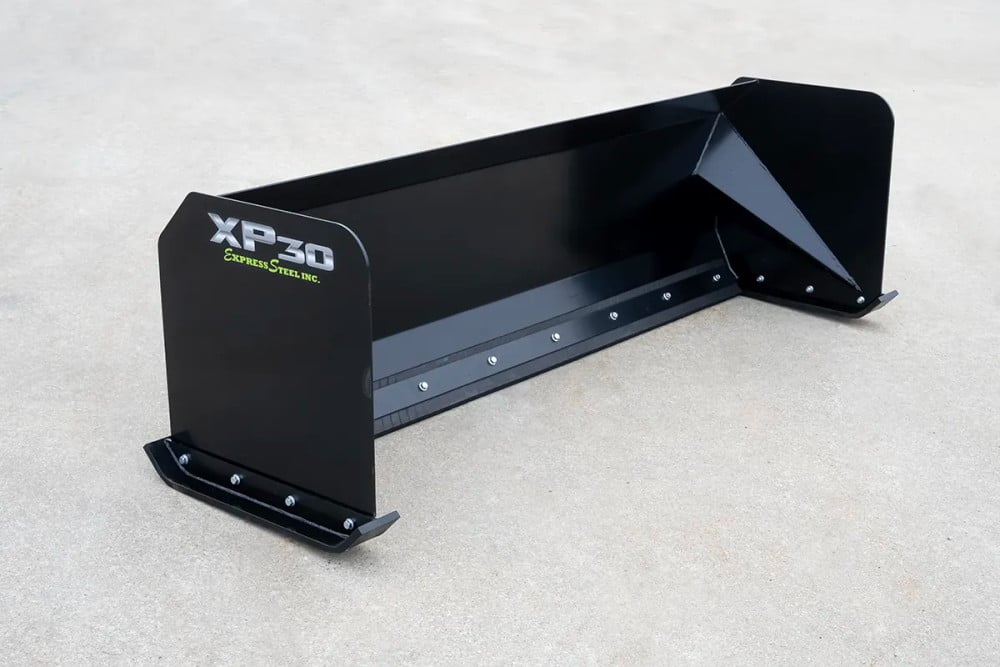 8 foot skid steer snow pusher attachment available to rent