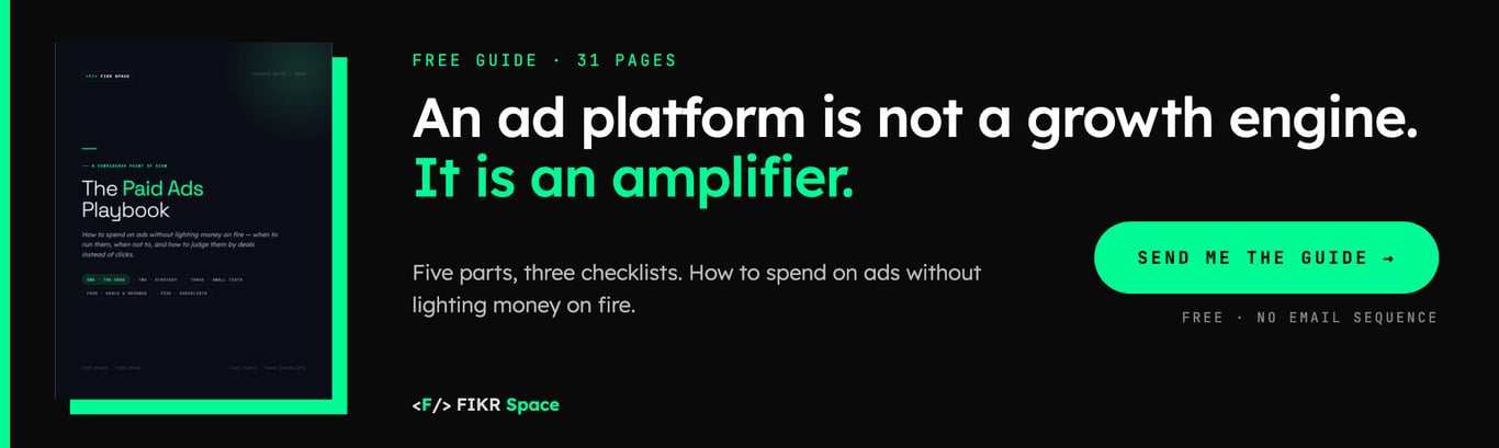 Free guide, 31 pages: The Paid Ads Playbook. Send me the guide.