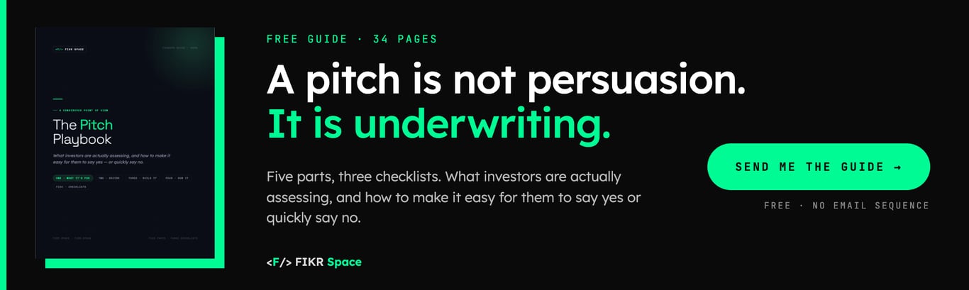 Free guide, 34 pages: The Pitch Playbook. Send me the guide.