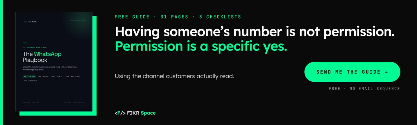 Free guide, 31 pages: The WhatsApp Playbook. Send me the guide.