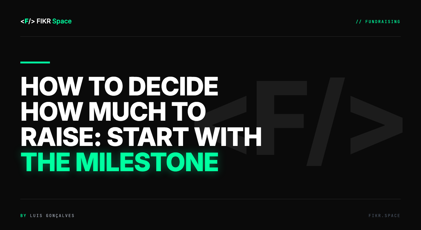 Cover of the FIKR Space guide: How to Decide How Much to Raise: Start With the Milestone