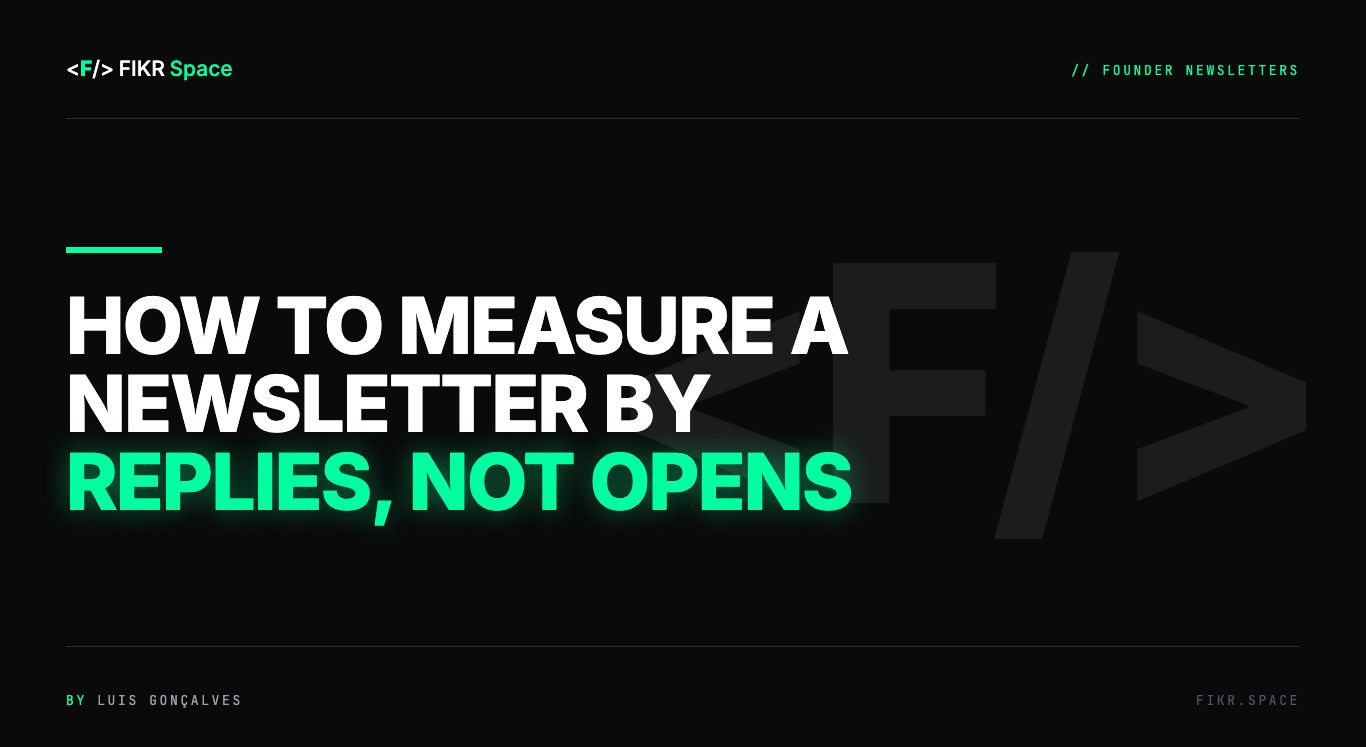 Cover of the FIKR Space guide: How to Measure a Newsletter by Replies, Not Opens