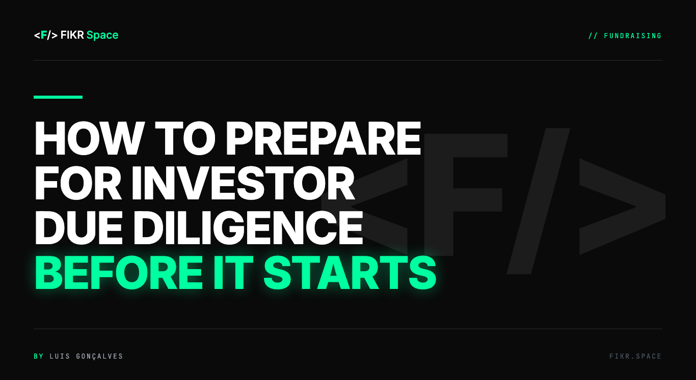 Cover of the FIKR Space guide: How to Prepare for Investor Due Diligence Before It Starts
