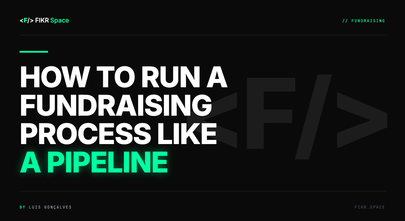 Cover of the FIKR Space guide: How to Run a Fundraising Process Like a Pipeline