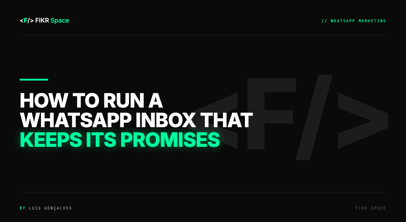 Cover of the FIKR Space guide: How to Run a WhatsApp Inbox That Keeps Its Promises